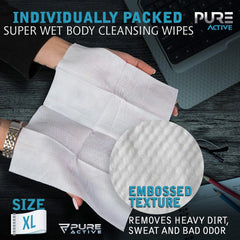 Shower Body Wipes, 60 Individually Wrapped Personal Hygiene Body Wipes for Women and Men, Keep Clean After Gym Travel Camping Outdoors Sports