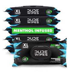 DUDE Wipes MentHOLE XXtreme Adult Flushable Wet Wipes, Cooling, 288 Count