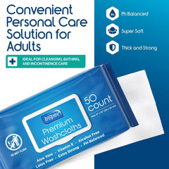 Inspire Adult Wet Wipes, Wash Cloths, Incontinence & Cleansing for Elderly Extra Large, 8"x12" (Pack of 8)