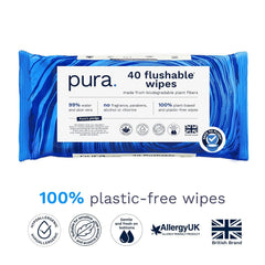 Pura Flushable Adult Wipes XL 80 Count with Aloe Vera Sensitive Skin