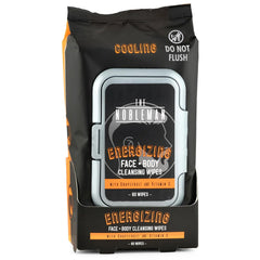 The Nobleman Energizing Face & Body Cleansing Wipes C Cooling Grapefruit & Vitamin C Cleansing Cloths for Men, Post Workout Sweat Removal, Gym Travel Hygiene & Refreshing Skin Care, 60 Ct