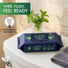 Pursonic Soft Mint Flushable Wipes for Men - 4 Packs of 100ct (400 Total) - Plant-Based Face & Body Wipes with Aloe Vera & Vitamin E - Extra Large for Gentle & Thorough Cleansing