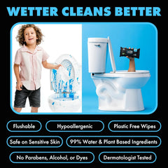 DUDE + LiL' DUDE Wipes Flushable Wipes for Sensitive Skin - 99% Water, Unscented, Hole Family Flushing - 3 Pack (144 Count) + 2 Pack (84 Count) - Vitamin E and Aloe - Septic and Sewer Safe
