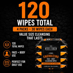The Nobleman Energizing Grapefruit & Vitamin C Face + Body Cleansing Wipes