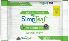 Simpleaf Flushable Wet Wipes | Eco- Friendly, Paraben & Alcohol Free | Hypoallergenic & Safe for Sensitive Skin | Soothing Aloe Vera & Vitamin E Formula | (50-Count) 1 Pack