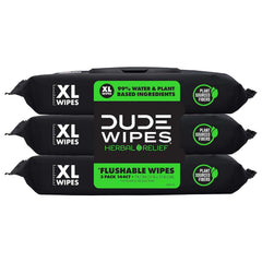 DUDE Wipes Herbal Relief Adult Flushable Wet Wipes, Witch Hazel, 144 Count