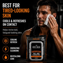 The Nobleman Energizing Face & Body Cleansing Wipes C Cooling Grapefruit & Vitamin C Cleansing Cloths for Men, Post Workout Sweat Removal, Gym Travel Hygiene & Refreshing Skin Care, 60 Ct