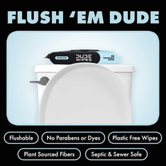 DUDE Wipes Medicated Hemorrhoid Flushable Wipes, Witch Hazel, 48 Count