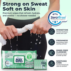 Bulk Body Wipes for Women - Gentle - No Rinse XL Cleansing Wipes - 200 Ct