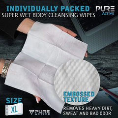 Shower Body Wipes, 480 Individually Wrapped Personal Hygiene Body Cleansing Wipes for Women and Men, Keep Clean After Gym Travel Camping Outdoors Sports