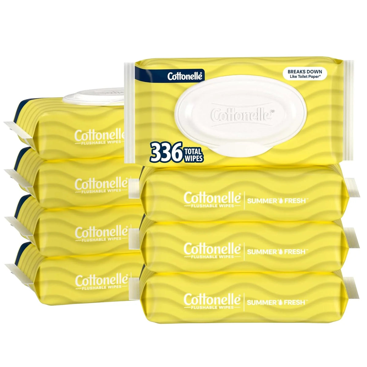 Cottonelle Summer Fresh Scented Flushable Wipes, 8 Packs, 42 Wipes per Pack