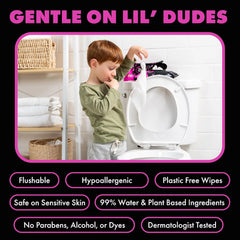 LiL' DUDE Wipes Flushable Potty Training Water Wipes, Bubble Bum, 336 Count