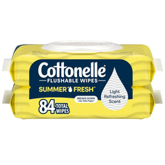 Cottonelle Summer Fresh Scented Flushable Wipes, 2 Packs, 42 Wipes per Pack