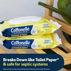 Cottonelle Summer Fresh Scented Flushable Wipes, 8 Packs, 42 Wipes per Pack