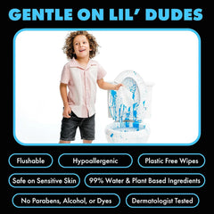 LiL' DUDE Wipes Flushable Potty Training Water Wipes, Unscented, 168 Count
