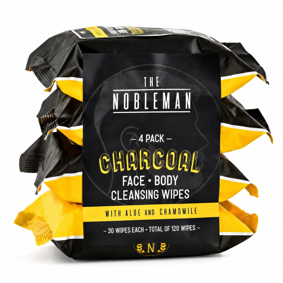 Men's Charcoal Face + Body Cleansing Wipes - 4 Pack (120ct)
