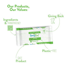 Simpleaf Flushable Wet Wipes | Eco- Friendly, Paraben & Alcohol Free | Hypoallergenic & Safe for Sensitive Skin | Soothing Aloe Vera & Vitamin E Formula | (50-Count) 1 Pack