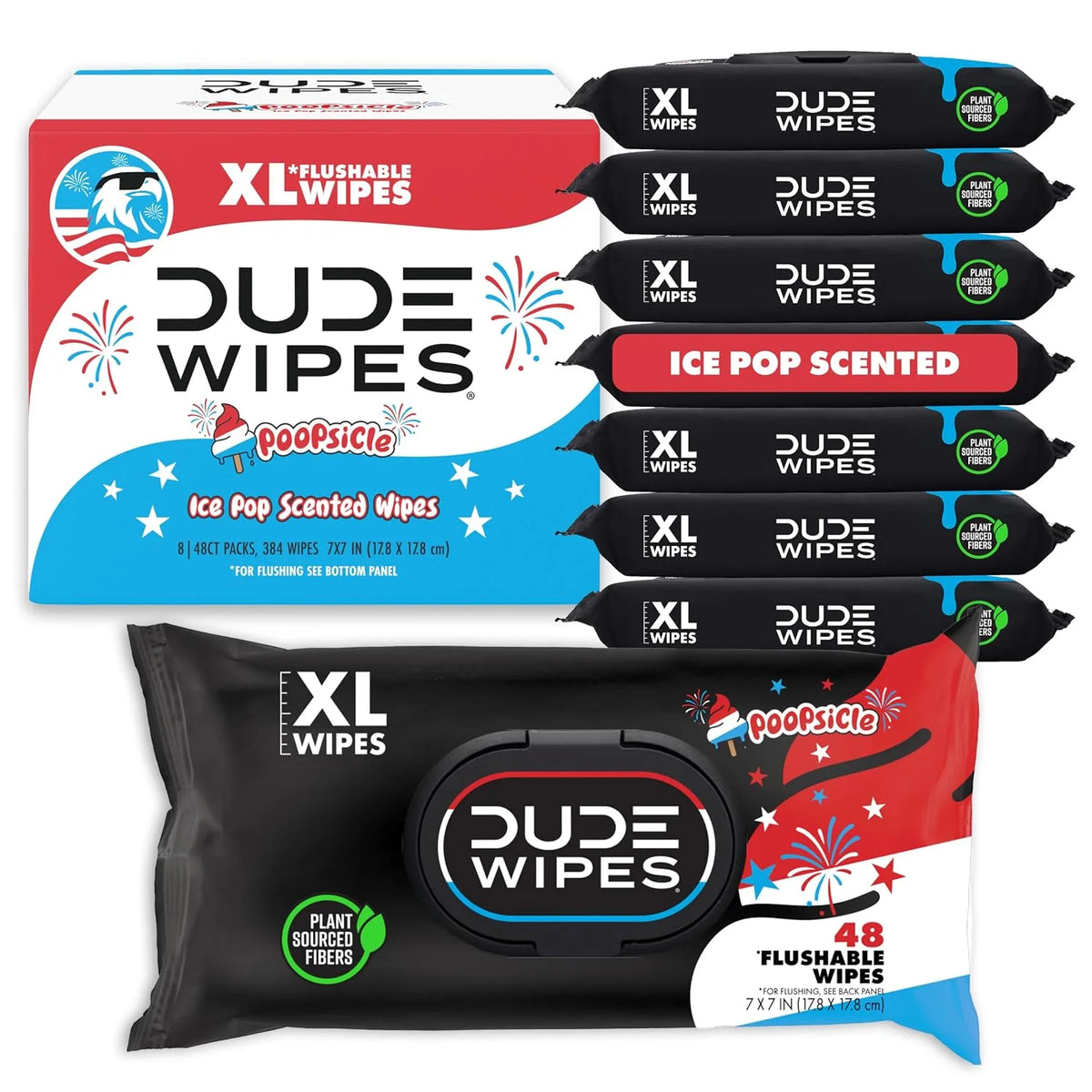 DUDE Wipes Poopsicle Adult Flushable Wet Wipes, Ice Pop Scented, 384 Count