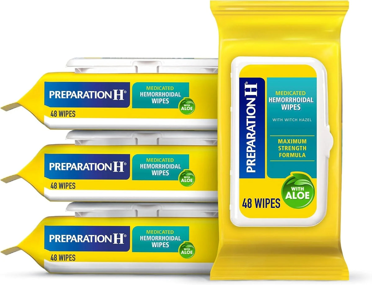 Preparation H Hemorrhoid Flushable Wipes with Witch Hazel for Skin Irritation Relief - 48 Count (Pack of 24)