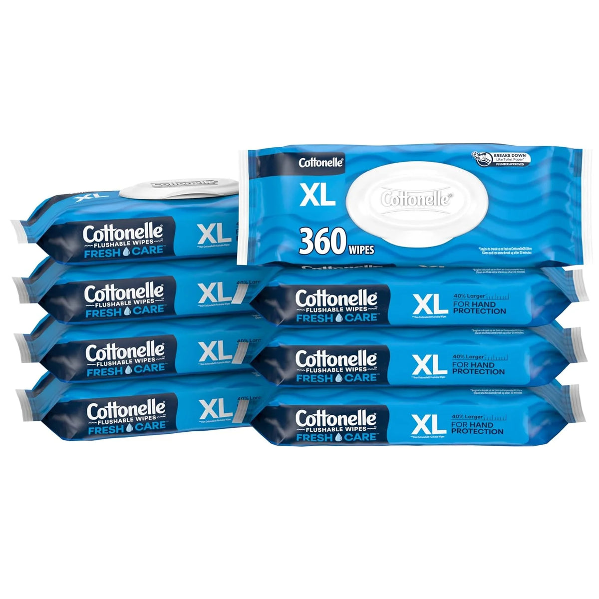 Cottonelle XL Flushable Wipes, 8 Packs, 45 Wipes per Pack