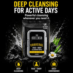 The Nobleman Charcoal Deep Detoxifying Face + Body Cleansing Wipes for Men