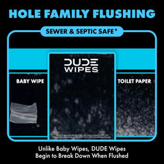 DUDE + LiL' DUDE Wipes Flushable Wipes for Sensitive Skin - 99% Water, Unscented, Hole Family Flushing - 3 Pack (144 Count) + 2 Pack (84 Count) - Vitamin E and Aloe - Septic and Sewer Safe