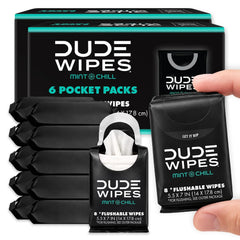 DUDE Wipes Mint Chill Pocket Packs, Adult Flushable Travel Wipes, 96 Count