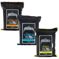 Men's Active/Cleansing/Energizing Face + Body Cleansing Wipes - 3 Pack (90ct)