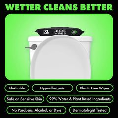 DUDE Wipes Herbal Relief Adult Flushable Wet Wipes, Witch Hazel, 144 Count