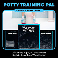 LiL' DUDE Wipes Flushable Potty Training Water Wipes, Unscented, 84 Count