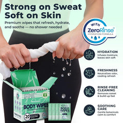 XL Travel Body Wipes for Women - 10"x10" Rinse-Free Bathing Wipes - 20ct