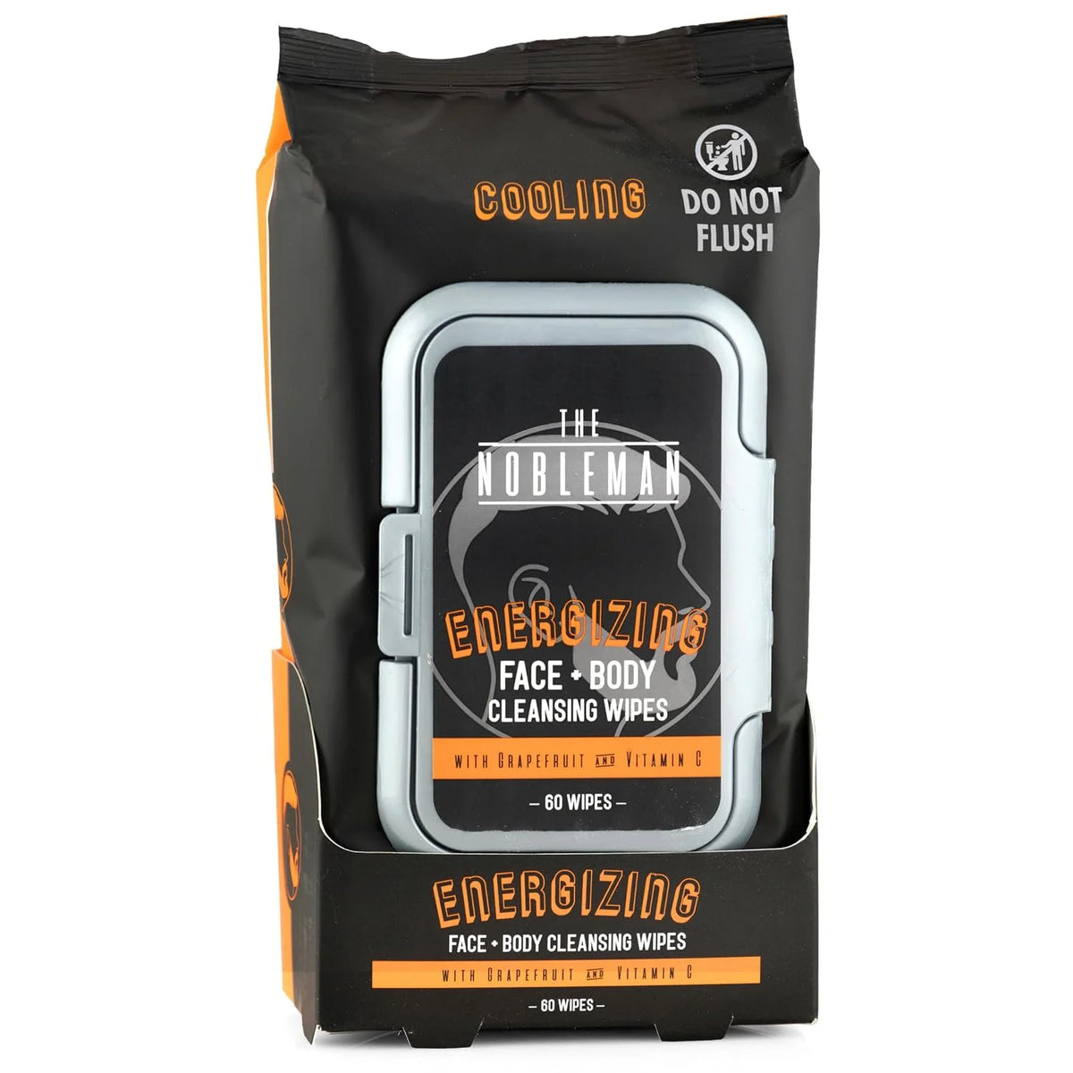 The Nobleman Energizing Face & Body Cleansing Wipes  C Cooling Grapefruit & Vitamin C Cleansing Cloths for Men, Post Workout Sweat Removal, Gym Travel Hygiene & Refreshing Skin Care, 60 Ct
