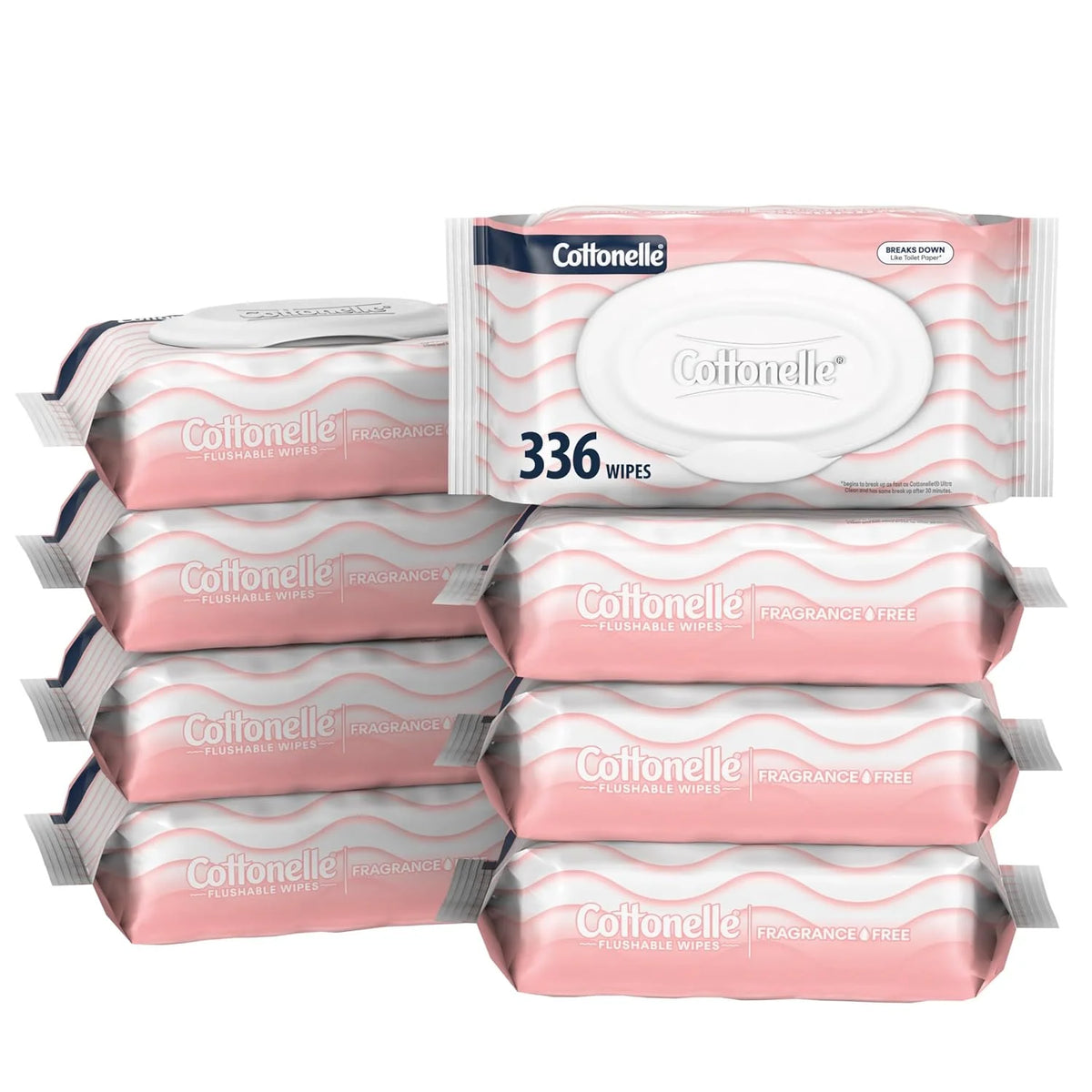 Cottonelle Fragrance Free Flushable Wipes, 8 Packs, 42 Wipes per Pack