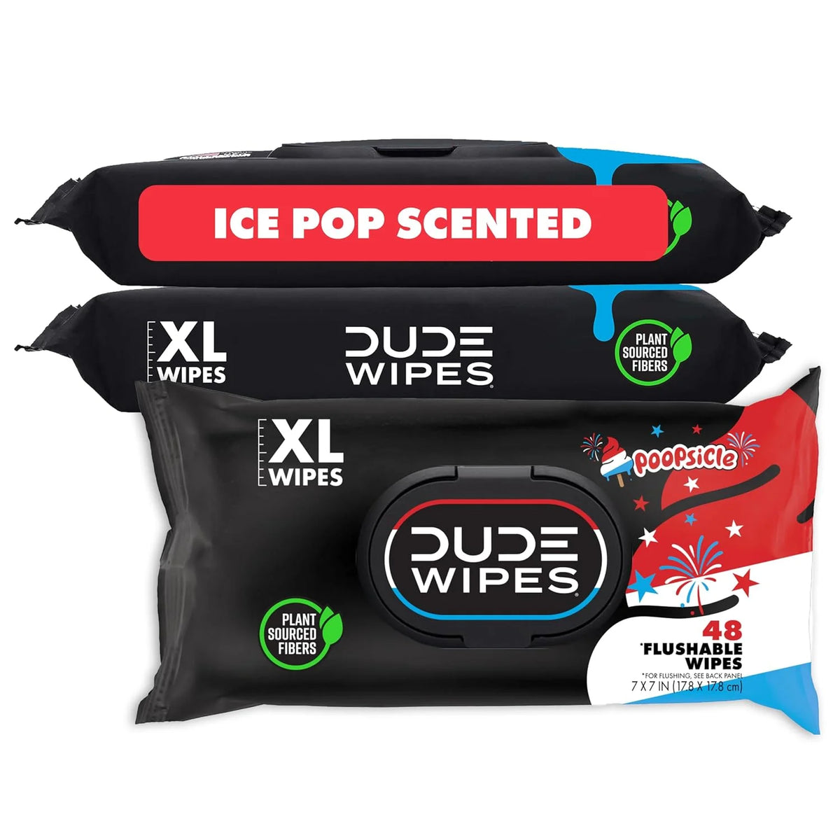 DUDE Wipes Poopsicle Adult Flushable Wet Wipes, Ice Pop Scented, 144 Count