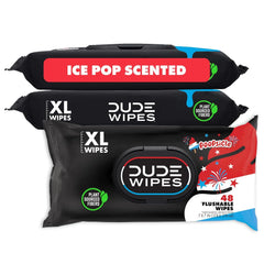 DUDE Wipes Poopsicle Adult Flushable Wet Wipes, Ice Pop Scented, 144 Count