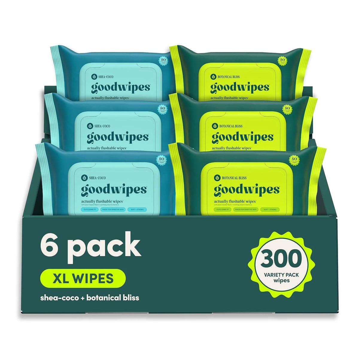 goodwipes Flushable Wipes (6 Pack) (50 Count (Pack of 6), Variety)