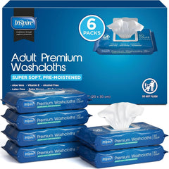 Inspire Adult Wet Wipes, Wash Cloths, Incontinence & Cleansing for Elderly Extra Large, 8"x12" (300 count)
