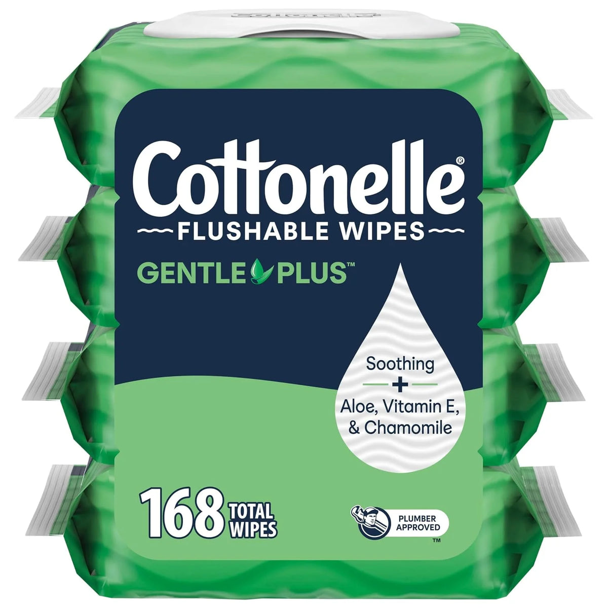 Cottonelle GentlePlus Flushable Wipes, 4 Packs, 42 Wipes per Pack