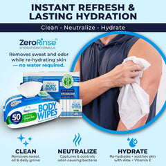XL Body Wipes for Adults Bathing No Rinse - Shower Wipes & Bath - 50 Ct + 4