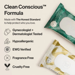 The Honest Company Hypoallergenic Flushable Wipes for Sensitive Skin, Tropical Leaves, 126 Count (Pack of 3)