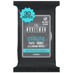 The Nobleman Mens Cooling Face & Body Cleansing Wipes  C Aloe & Eucalyptus No Rinse Cleansing Cloths for Gym, Travel, Sweat Removal, Post Workout Freshness, Active On-The-Go Hygiene & Camping  C 30 Ct