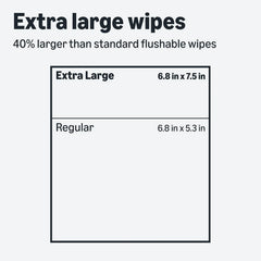 Amazon Basics Extra Large Flushable Wipes, 360 Wipes (6 Packs of 60), Adult Wet Wipes and Resealable Closure, Packaging May Vary
