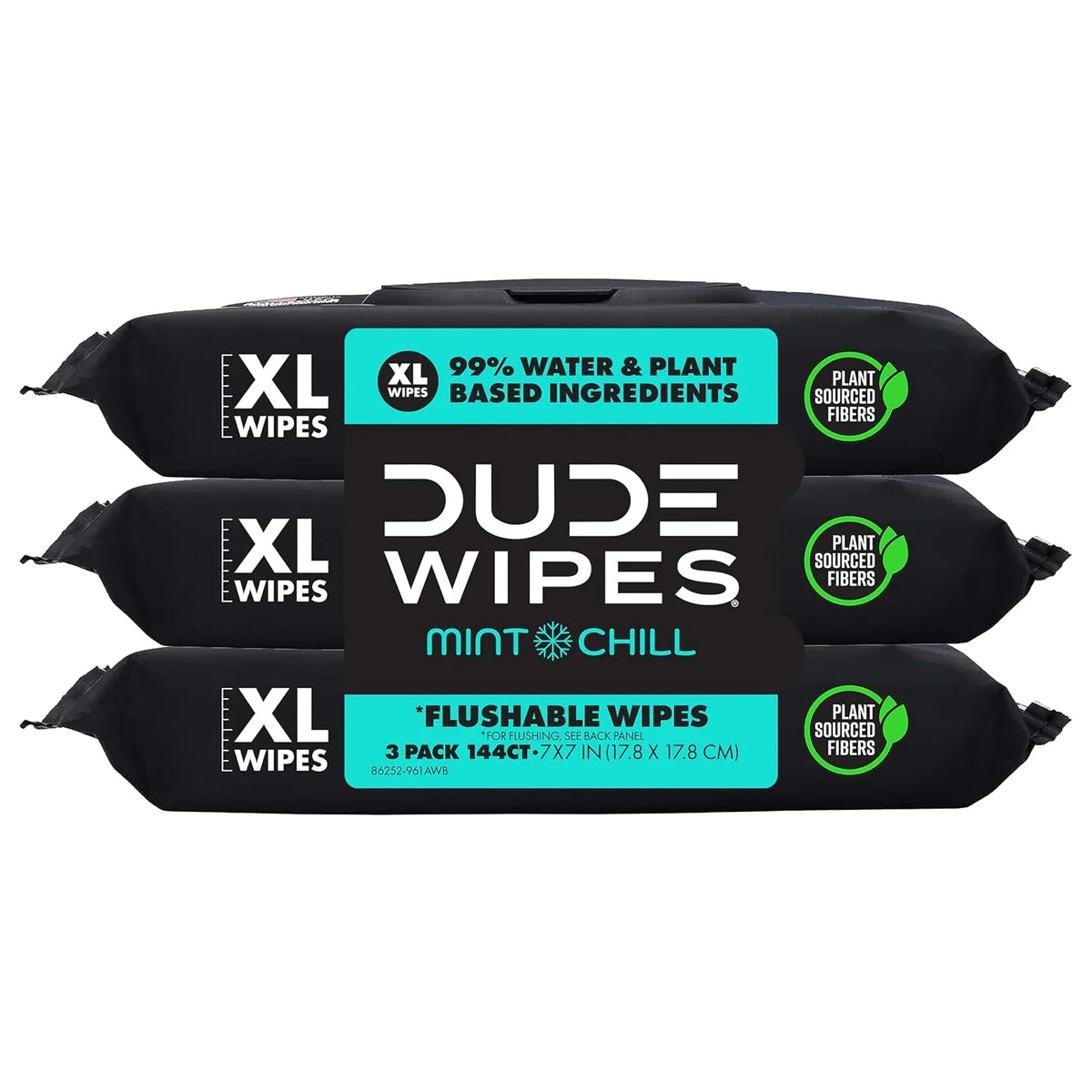 DUDE Wipes Mint Chill Adult Flushable Wet Wipes, Refreshing, 144 Count