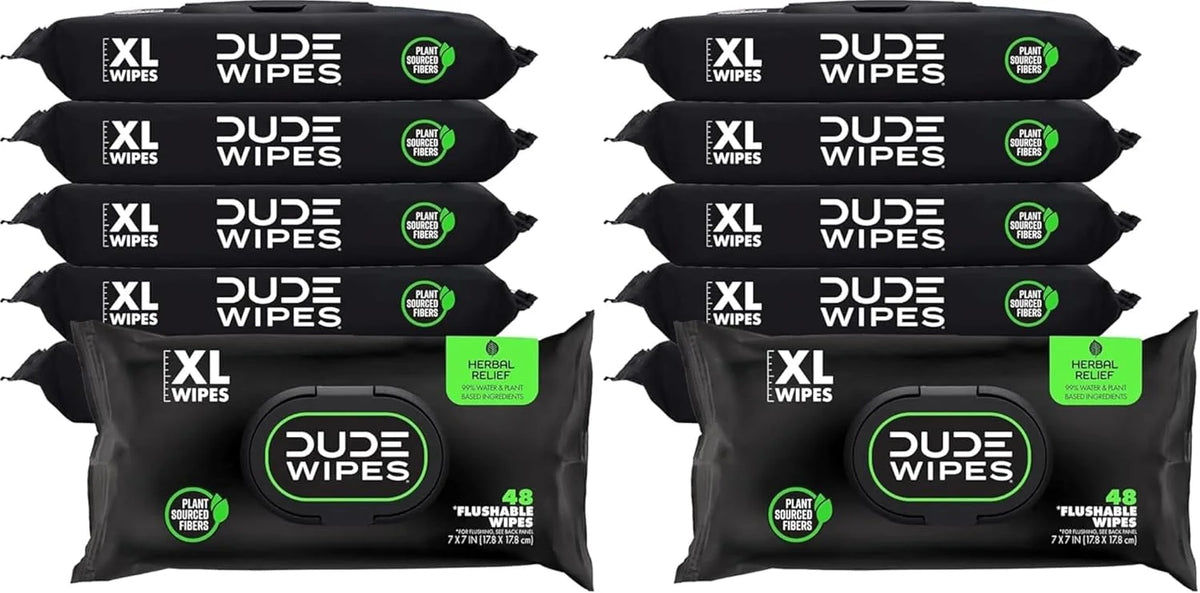 DUDE Wipes Herbal Relief Adult Flushable Wet Wipes, Witch Hazel, 576 Count