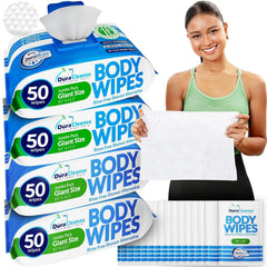 Adult Wipes for Elderly No Rinse - Body Cleansing Wipes, XL - 200 Ct (4pk)