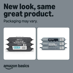 Amazon Basics Extra Large Flushable Wipes, 360 Wipes (6 Packs of 60), Adult Wet Wipes and Resealable Closure, Packaging May Vary