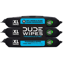 DUDE Wipes Unscented Adult Flushable Wet Wipes, Sensitive Skin, 144 Count