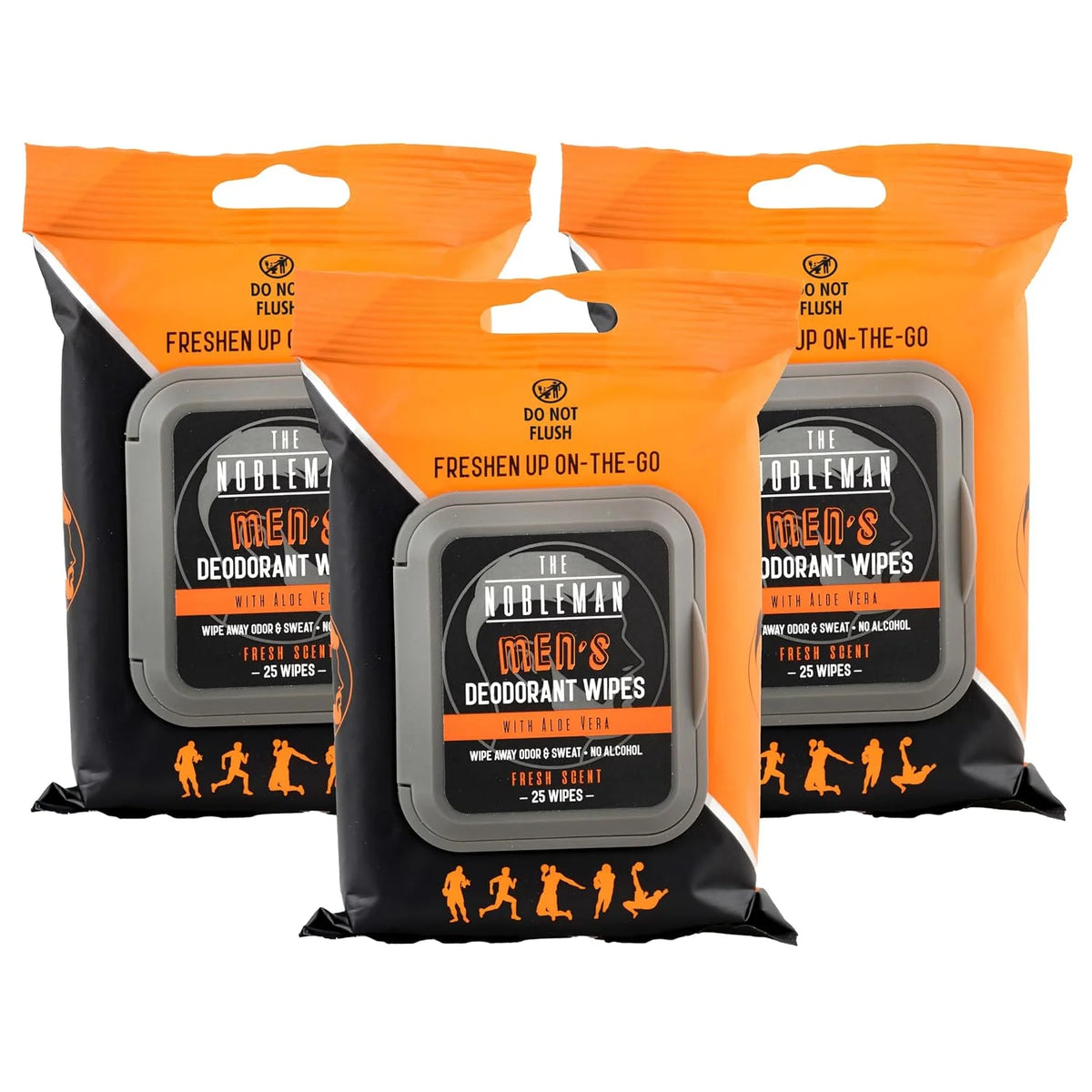 Men's Deodorant Wipes with Aloe Vera - 3 Pack - (75ct)