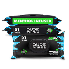 DUDE Wipes MentHOLE XXtreme Adult Flushable Wet Wipes, Cooling, 144 Count