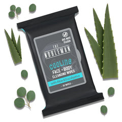 The Nobleman Mens Cooling Face & Body Cleansing Wipes  C Aloe & Eucalyptus No Rinse Cleansing Cloths for Gym, Travel, Sweat Removal, Post Workout Freshness, Active On-The-Go Hygiene & Camping  C 30 Ct